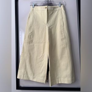Ann Taylor Petite NWT 0 Cropped yellow stretch cotton wide leg pants. Spring